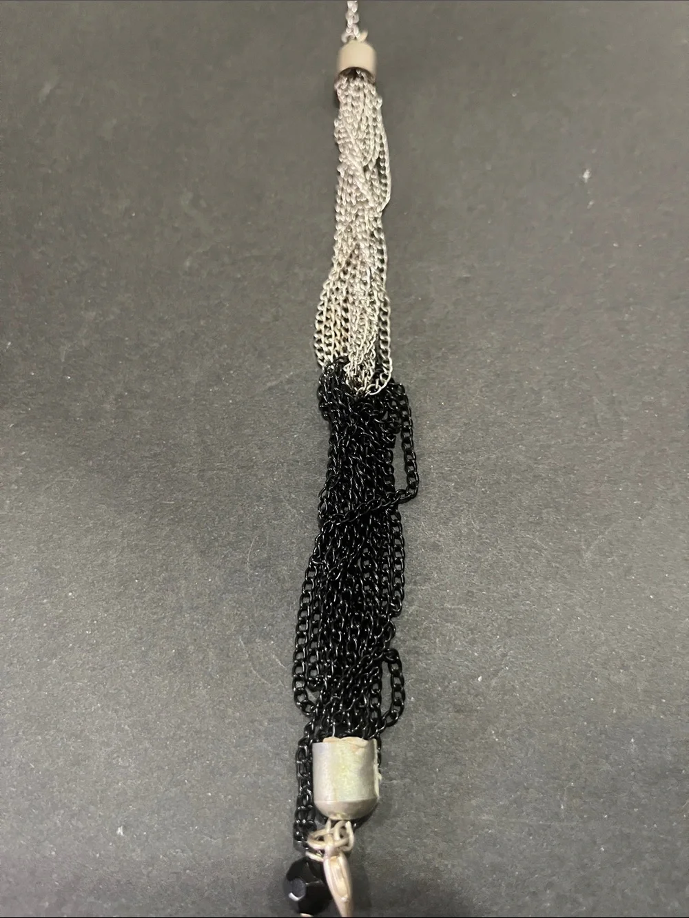 Two-Tone Black and Silver Multi-Chain Bracelet